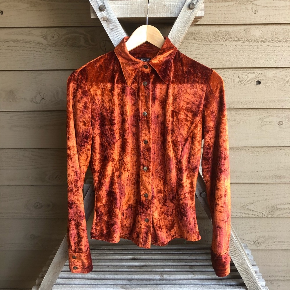 Vintage Miss Sixty velvet orange shirt from Italy
